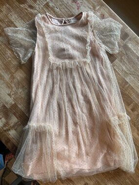 Sheer Ruffle Tulle Dress, Light Peach | Zara Kids